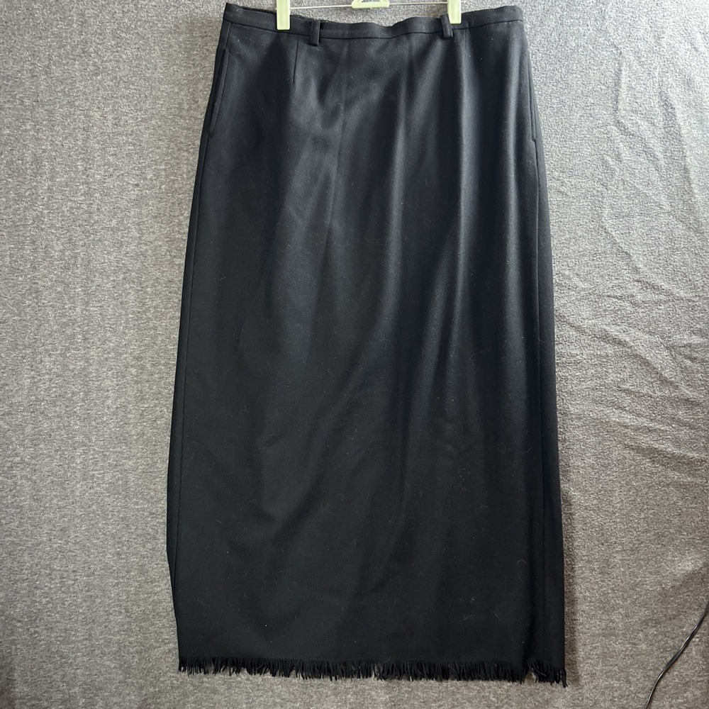 Vintage Eddie Bauer Wool Blend Skirt Women's 18 TALL Maxi Classic Fringe Lined - Picture 2 of 12